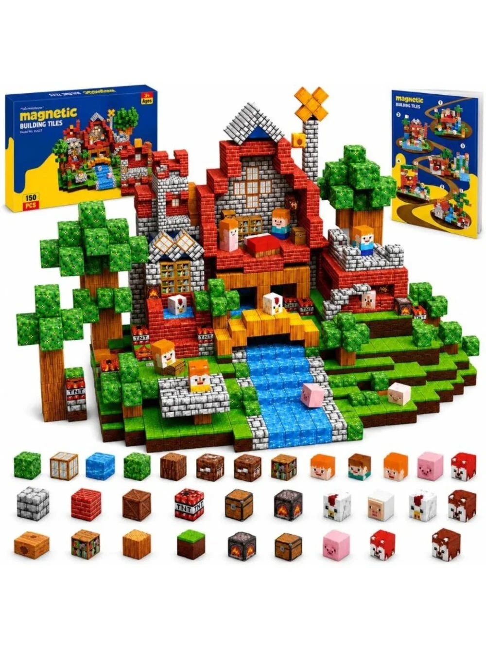 150PCS Magnetic Building Blocks - STEM Stacking Cubes Toy for Kids 3+ | Fun